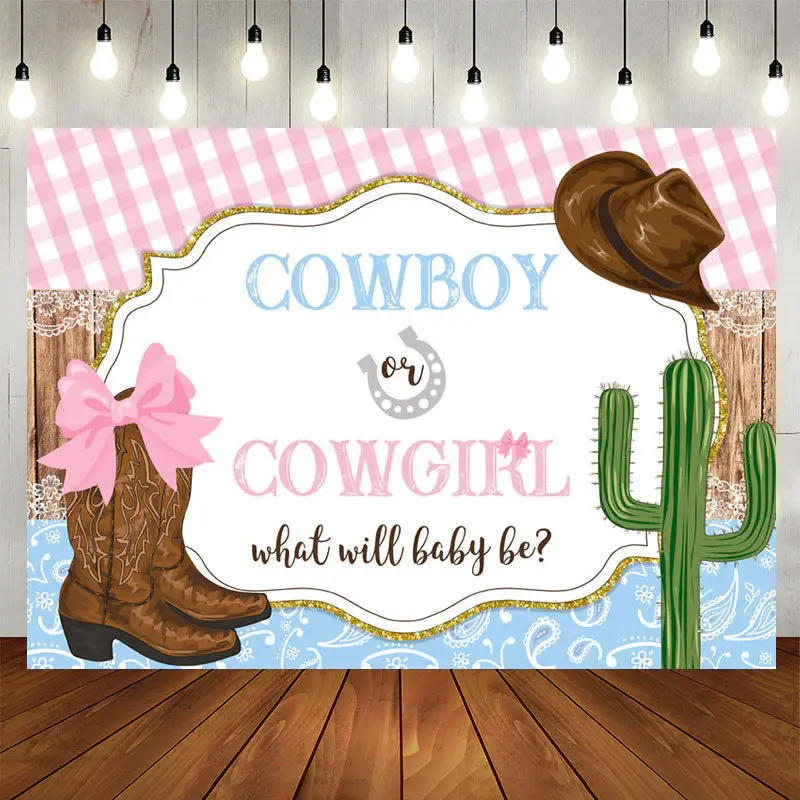 Aperturee Cowboy Or Cowgirl What Will Baby Be Gender Reveal Backdrop