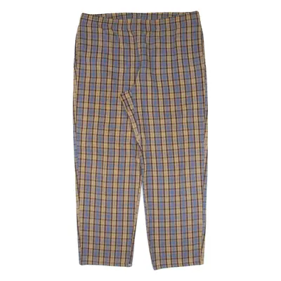 THINK PINK Check Womens Trousers Blue Relaxed Tapered W38 L28