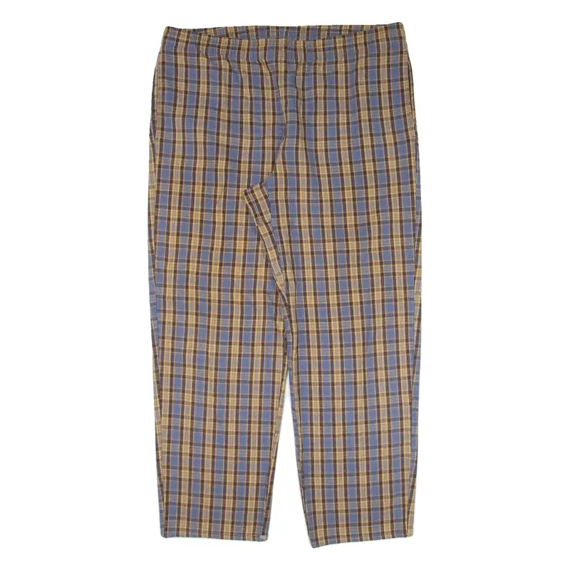 THINK PINK Check Womens Trousers Blue Relaxed Tapered W38 L28