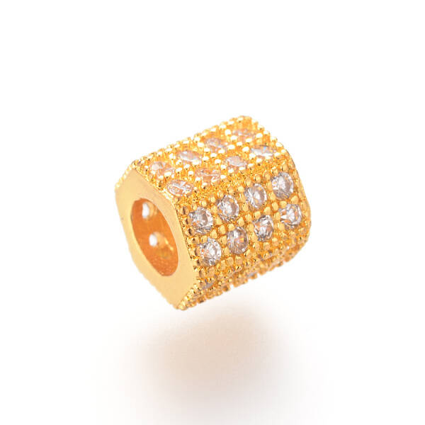 Brass Micro Pave Cubic Zirconia European Beads