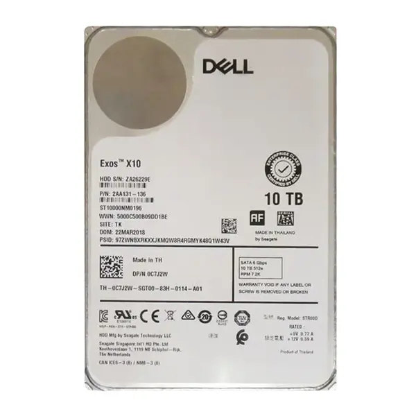 0C7J2W Dell 10TB 6Gb/s SATA 7200 3.5-Inch Hard Drive