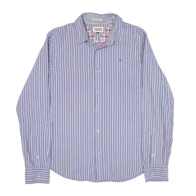 TOMMY HILFIGER Shirt Purple Striped Long Sleeve Mens M