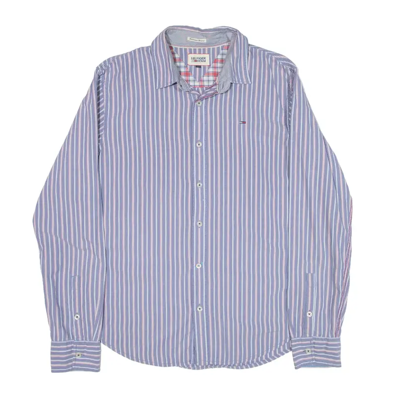 TOMMY HILFIGER Shirt Purple Striped Long Sleeve Mens M