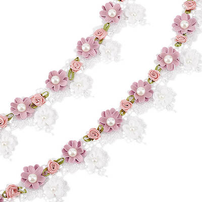 2 Yards Polyester Embroidery Flower Lace Trim