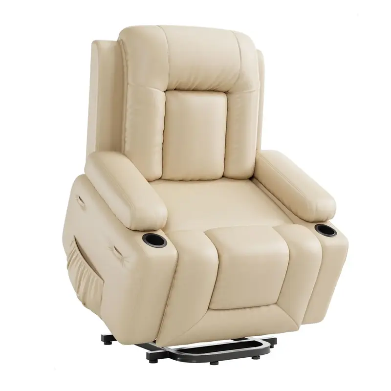 Garvee Power Lift Recliner Chair with Heat & Massage, 8-Point Vibration, Remote Control & Cup Holders, PU Leather Electric Li...