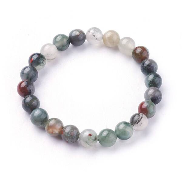 Natural African Bloodstone Stretch Bracelets