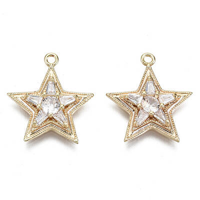 Brass Micro Pave Clear Cubic Zirconia Pendants