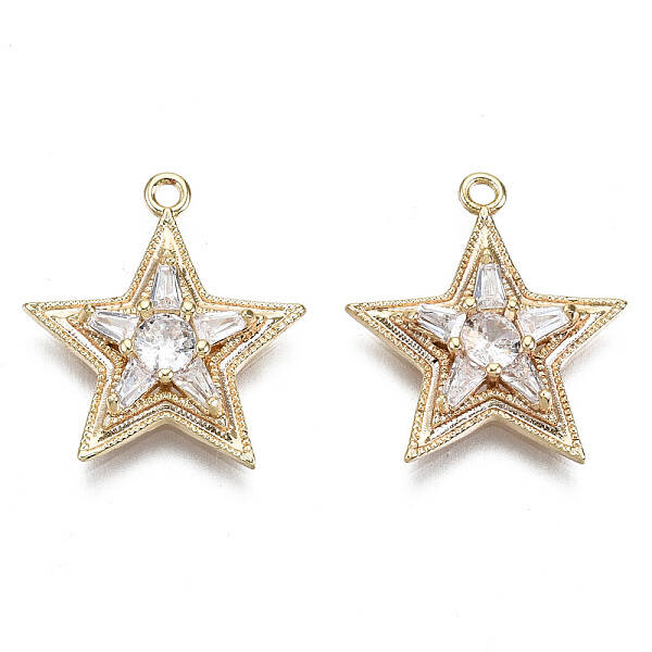 Brass Micro Pave Clear Cubic Zirconia Pendants