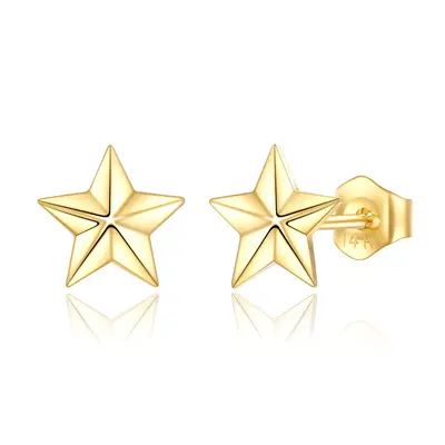 14K Gold Star Stud Earrings