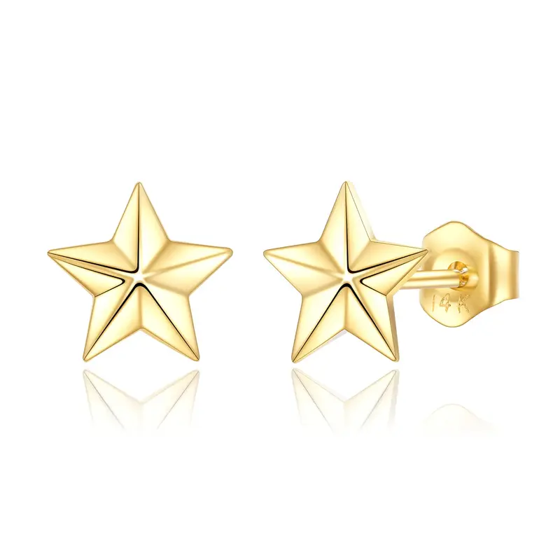 14K Gold Star Stud Earrings