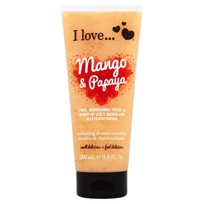 I Love, original, mango and papaya, exfoliating, shower gel, for all skin types, 200 ml