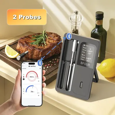 Dual-Probe Wireless Meat Thermometer, 328FT Bluetooth Digital Smart Cooking Thermometer for Grill, BBQ, Kitchen Gadgets, Uten...