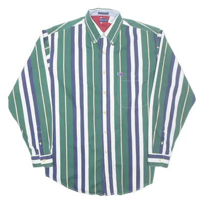 BUGLE BOY Mens Shirt Green Striped Long Sleeve M