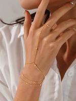 Tewiky Gold Hand Chain Bracelet for Women, Gold  Finger Ring Bracelets for Women Trendy, Dainty Simple Waterproof Cubic Zirco...