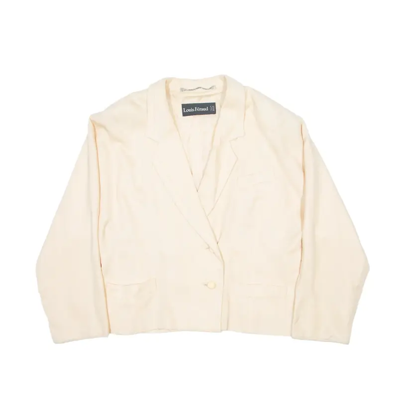 LOUIS FERAUD Blazer Jacket Beige Viscose 90s Womens UK 18