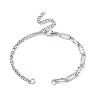 Tarnish Resistant 304 Stainless Steel Curb & Paperclip Chains Bracelet Making