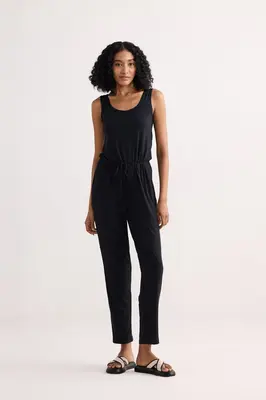 Relaxed Drawstring Jumpsuit in Black | Color: Black | Size: XS