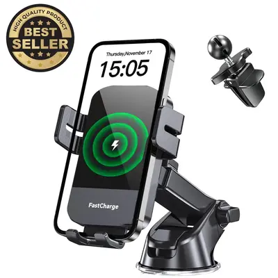 Wireless Car Charger, 15W Fast Charging Auto Clamping Car Charger Phone Mount Phone Holder fit for iPhone 15 14 13 12 11 Pro ...