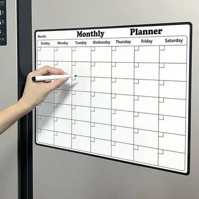 Dry Erase Fridge Magnetic Calendar, 1 Count Magnetic Monthly Planner, Room Decor Magnetic Dry Erase Calendar, Kitchen Decor, ...