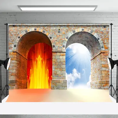 Hell And Heaven Brick Stone Arches Memorial Backdrop - Aperturee