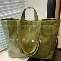 Large Capacity Fashion Tote Bag - Lightweight Durable PVC, Kraft Paper Finish, Perfect for Shopping and Outings