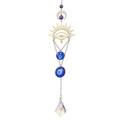 Sun Brass & Handmade Lampwork Evil Eye Hanging Ornaments