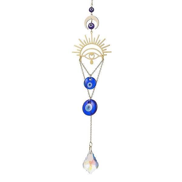 Sun Brass & Handmade Lampwork Evil Eye Hanging Ornaments