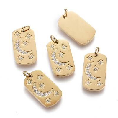 316 Surgical Stainless Steel Micro Pave Clear Cubic Zirconia Pendants