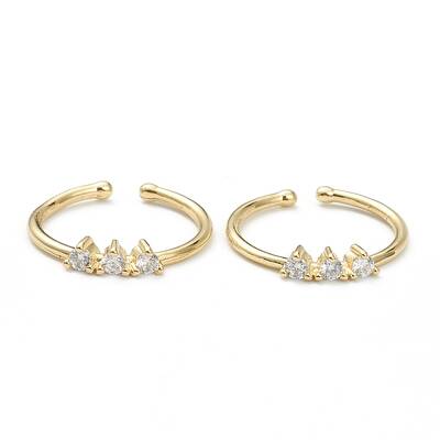 Brass Micro Pave Clear Cubic Zirconia Cuff Rings