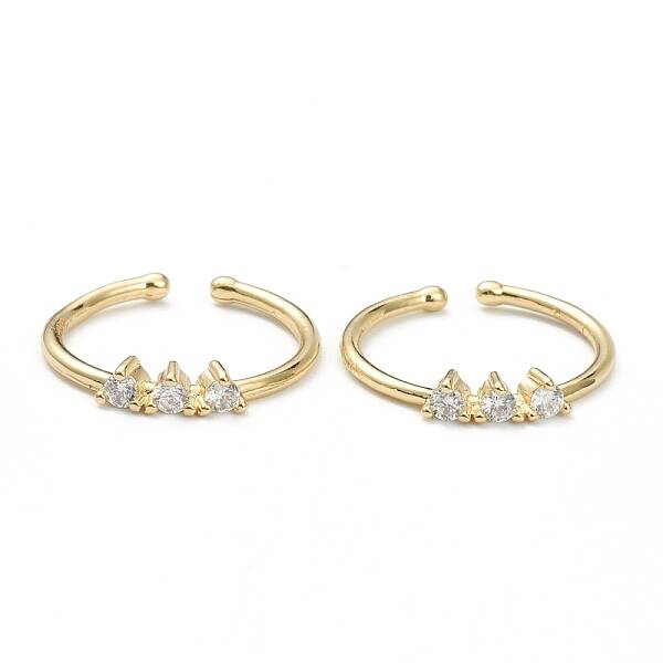 Brass Micro Pave Clear Cubic Zirconia Cuff Rings