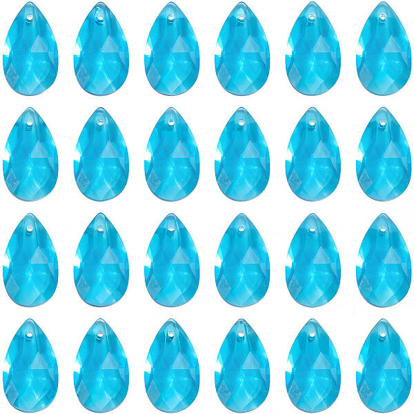 40Pcs Faceted Teardrop Glass Pendants