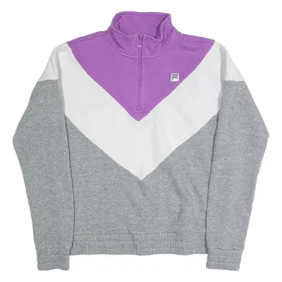 FILA Womens Sweatshirt Purple 1/4 Zip S