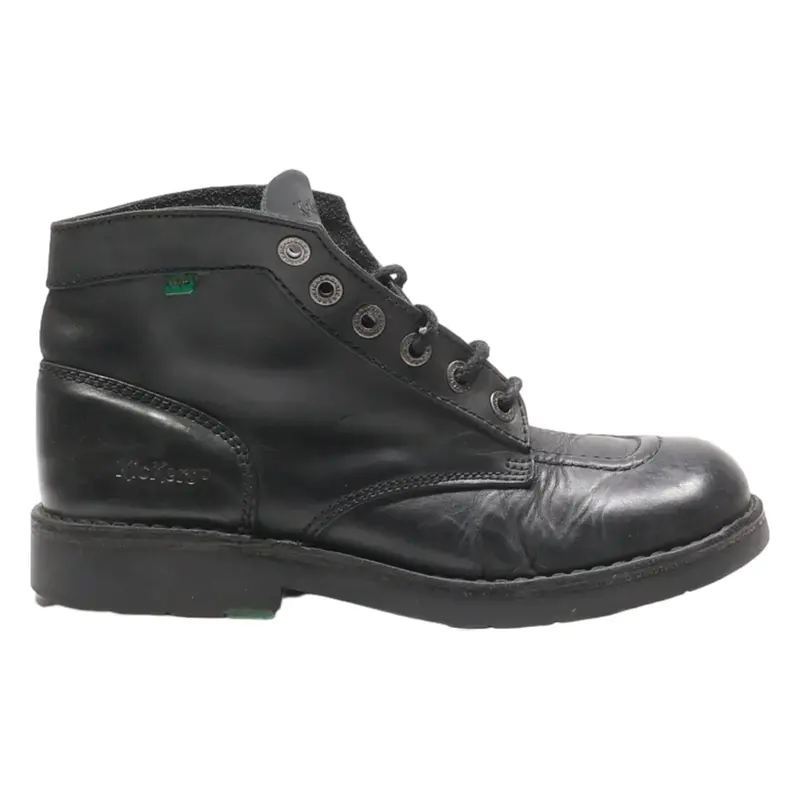 KICKERS Lace-Up Boots Black Leather Mens UK 8
