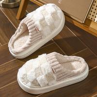 Cotton slippers for women, anti slip cashmere for warmth, monthly slippers for indoor home, cute and fluffy cotton Walking Sh...