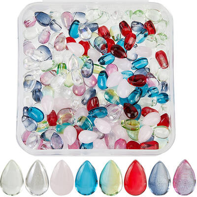 160Pcs 8 Colors Transparent Glass Beads