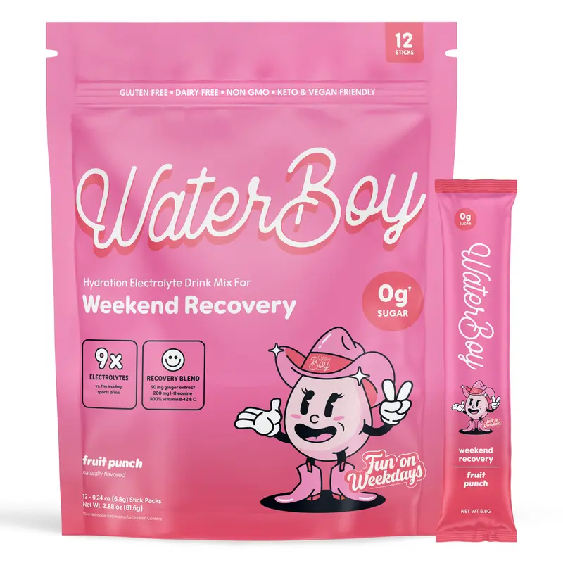 Waterboy x FOW | Fruit Punch Flavor | Sugar Free Weekend Recovery Electrolyte Drink Mix
