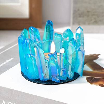 Electroplated Natural Quartz Crystal Candle Holder