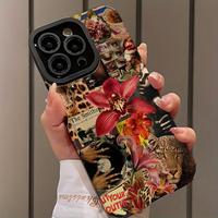 Floral & Animal Pattern Phone Case, Shockproof Phone Protective Cover, Phone Accessory Compatible with iPhone 16 15 14 13 12 ...
