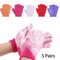 Bath Glove, 3/5 Pairs Colorful Soft Exfoliating Glove, Durable Nylon Shower Glove for Whole Body, Exfoliating Bath Washcloth,...