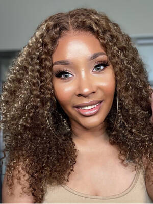 UNice 13x4 Lace Front Honey Blonde Kinky Curly Bob Wig