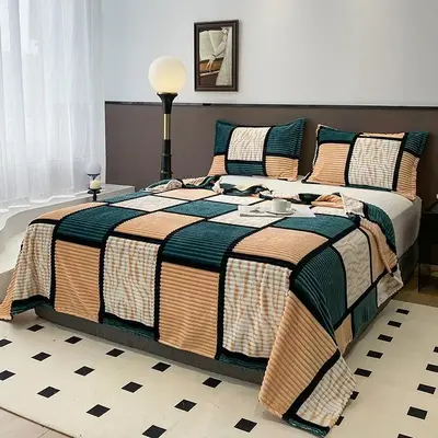 Modern Plaid Pattern Blanket, 1 Count Soft Comfortable Warm Bed Blanket, Bedding Supplies for Home Living Room Bedroom