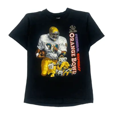 Orange Bowl Fruit Of The Loom Graphic T-Shirt - Medium Black Cotton