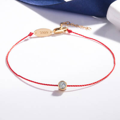 Brass with Cubic Zirconia Flat Round Beaded Bracelet