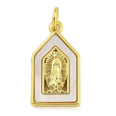 Real 18K Gold Plated Brass Pendants with Shell and Jump Rings