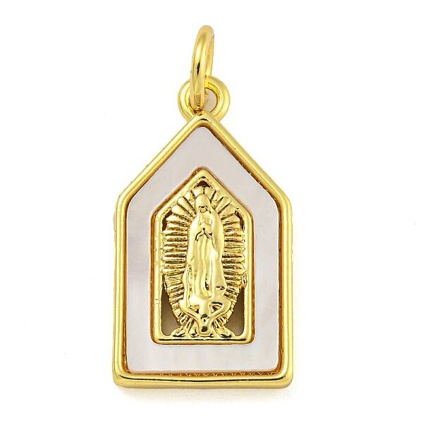 Real 18K Gold Plated Brass Pendants with Shell and Jump Rings