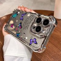 Phone Case with Butterfly Pattern for iPhone 11 12 13 14 15 16 X XS Pro Max Plus Shockproof Soft Covers Cellphone Protective ...