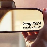 ''Pray More Worry Less'' Letter Design Car Sticker, Car Rearview Mirror Sticker, Car Window Decal, Universal Car Decorative A...