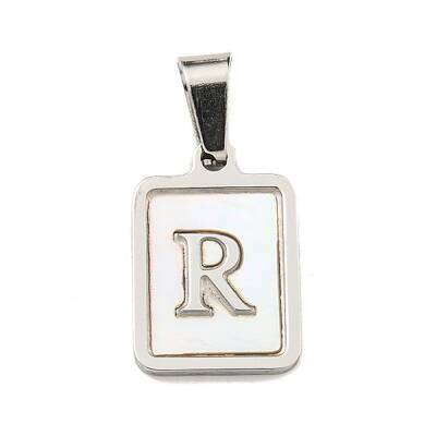 304 Stainless Steel Pave Natural White Shell Pendants