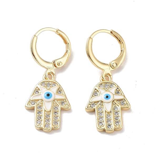 Real 18K Gold Plated Brass Dangle Leverback Earrings