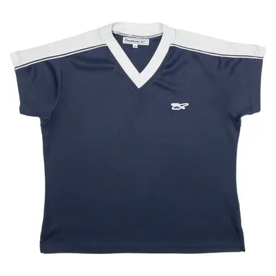 REEBOK Womens T-Shirt Blue V-Neck UK 14